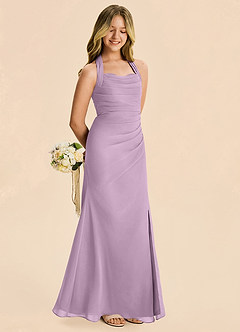 Azazie Destiny Junior Wisteria Sheath Ruched Chiffon Dress image3