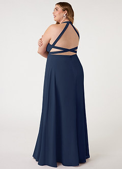 Azazie Clarice Bridesmaid Dresses Dark Navy A-Line Halter Chiffon Dress image12