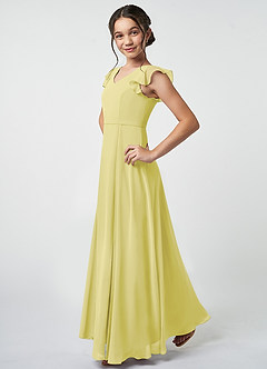 Azazie Claudine Junior Lemon Sorbet A-Line Pleated Chiffon Dress image3