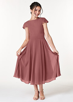 Azazie Payton Junior Amethyst A-Line Bow Chiffon Dress image3