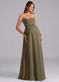 Azazie Saige Maternity Bridesmaid Dresses A-Line Pleated Chiffon Floor-Length Dress image7
