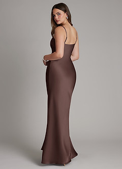 Azazie Ambra Bridesmaid Dresses Ganache Mermaid Pleated Stretch Satin Dress image7