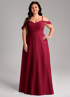 Azazie Marley Bridesmaid Dresses Burgundy A-Line Off the Shoulder Chiffon Convertible Dress image11