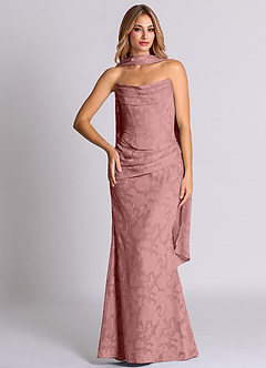 Azazie Sorrel Robes de demoiselle d'honneur Robe Sirène Convertible en Blumen-Burnout Corset Rose Poussiéreuse image5