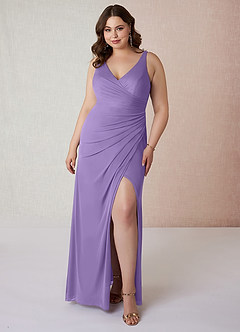 Azazie Leandra Bridesmaid Dresses Tahiti Mermaid V-Neck Pleated Mesh Dress image8