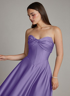 Azazie Meleena Bridesmaid Dresses Tahiti A-Line Strapless Stretch Satin Dress image4
