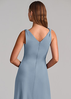 Azazie Nerine Brudtärnklänningar Klä av A-Linje i Chiffong Plisserad Dammblå image7