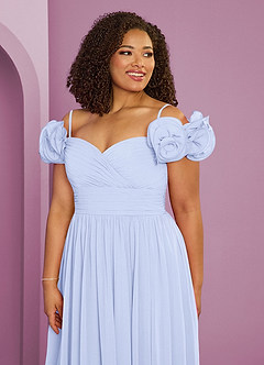 Barbie ♥ Azazie Robes de demoiselle d'honneur Robe Trapèze Convertible en Mousseline de soie Épaule décolletée Lavande image18