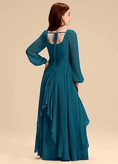 Azazie Clara Junior Abito A-Line in Chiffon Blusa Blu Inchiostro image8