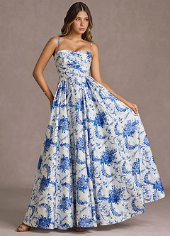 Maxi jurk Velisse Blauw En Wit Bloemenmotief image5