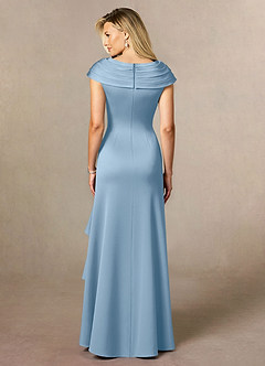 Azazie Anderson Mother of the Bride Dresses Powder Blue A-Line Pleated Stretch Satin Dress image2