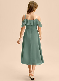 Azazie Kamilla Junior Eucalyptus A-Line Off the Shoulder Chiffon Dress image2