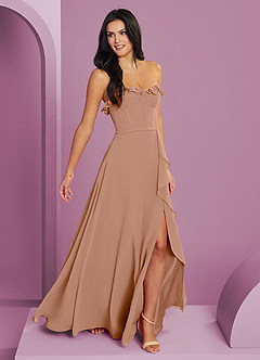 Barbie ♥ Azazie Bridesmaid Dresses Champagne Rose A-Line Sweetheart Neckline Chiffon Dress image4