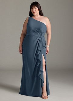 Azazie Liza Bridesmaid Dresses Neptune Mermaid One Shoulder Chiffon Dress image6