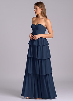 Azazie Faye Bridesmaid Dresses Dark Navy A-Line Sweetheart Neckline Chiffon Dress image5