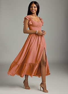 Azazie Anaya Bridesmaid Dresses MAI TAI A-Line Pleated Chiffon Dress image3
