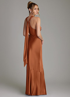 Azazie Reign Bridesmaid Dresses Copper Mermaid Pleated Stretch Satin Dress image7
