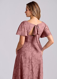 Azazie Kimber Bridesmaid Dresses Dusty Rose A-Line with Pockets Floral Burnout Dress image2