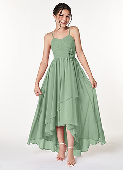 Azazie Catalina Junior Matcha A-Line Ruched Chiffon Dress image1