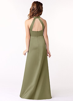 Azazie Laurel Junior Pistachio A-Line Stretch Satin Dress image3