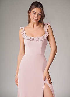 Azazie Callie Bridesmaid Dresses Blushing Pink Mermaid Side Slit Chiffon Convertible Dress image5