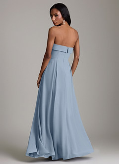 Azazie Lucienne Bridesmaid Dresses Dusty Blue A-Line Strapless Chiffon Convertible Dress image2
