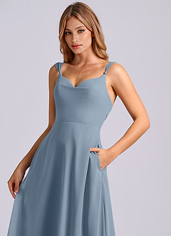 Azazie Beatrice Vestidos de damas de honor Vestido de Azul Polvoriento de Gasa de Corte en A con Escote de Corazón image6