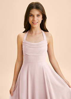 Azazie Kady Junior Abito A-Line in Chiffon Scollo a Cuore Rosa Rossore image6