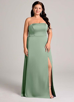 Azazie Wren Bridesmaid Dresses Matcha A-Line Strapless Stretch Satin Convertible Dress image11