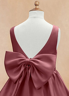 Azazie Margie Blumenmädchenkleider A-Linie Schleifen Stretch-Satin Kleid Wüstenrose image7