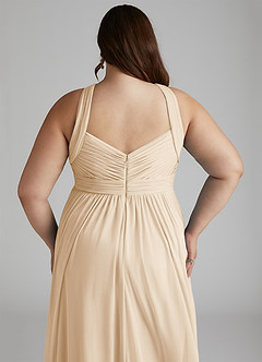 Azazie Hillian Abiti da Damigella Abito A-Line in Maglia con Scollo Halter a Pieghe Champagne image9