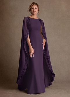 Azazie Artemisia Abiti per la Madre della Sposa Abito Tubino in Chiffon Pizzo Prugna image1