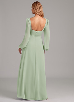 Azazie Simone Robes de demoiselle d'honneur Robe Trapèze en Mousseline de soie Manche longue Vert Sauge image2