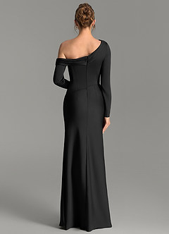 Azazie Sandra Brautjungfernkleider Meerjungfrau-Linie Langarm Stretch-Satin Kleid Schwarz image6