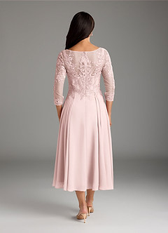 Azazie Marge Mother of the Bride Dresses Blushing Pink A-Line Scoop Lace Chiffon Dress image3