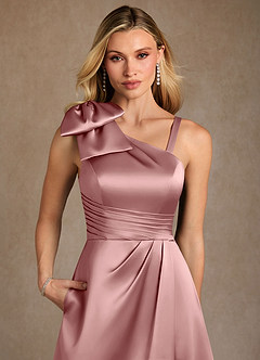 Azazie Easton Mother of the Bride Dresses Dusty Rose A-Line One Shoulder Stretch Satin Dress image5