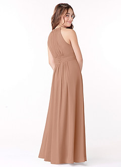 Azazie Bonnie Junior Champagne Rose A-Line Pleated Chiffon Dress image3