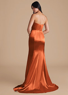 Azazie Aura Bridesmaid Dresses Burnt Orange Mermaid Metallic Satin Convertible Dress image5