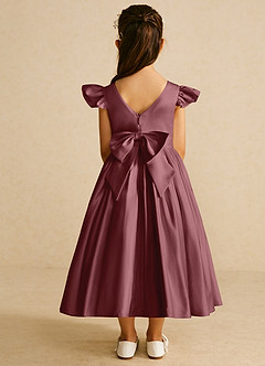 Azazie Violeta vestidos de niña de las flores Vestido de Rosa Del Desierto de Satin Mate de Vestido de gala con Lazo image2
