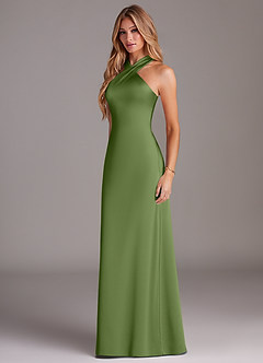 Azazie Doretta Bridesmaid Dresses Juniper Mermaid Pleated Stretch Satin Dress image4