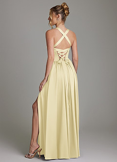 Azazie Francis Vestidos de damas de honor Vestido de Sorbete De Limón de Satén Elástico de Corte en A con Corsé image7