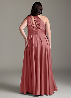 Azazie Charlize Jurken voor bruidsmeisjes Jurk van Stretch Satijn met A-lijn One-shoulder Antieke Roos image10