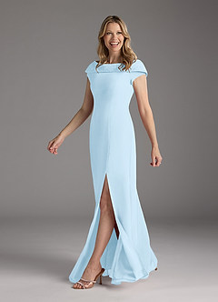 Azazie Cupid Mother of the Bride Dresses Sky Blue A-Line Boatneck Lace Chiffon Dress image1