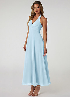 Azazie Tessie Bridesmaid Dresses Sky Blue A-Line Pleated Chiffon Dress image3