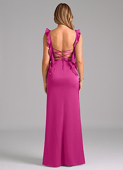 Azazie Jessamine Robes de demoiselle d'honneur Robe Trapèze en Satin extensible Corset Fuchsia image6