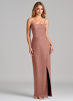 Azazie Calandra Bridesmaid Dresses Cedar Rose Sheath Pleated Chiffon Dress image5