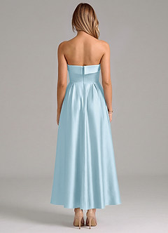 Azazie Lucienne Vestidos de damas de honor Vestido de Azul Cielo de Satén Elástico de Corte en A con Plisado image6