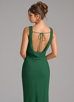 Azazie Rylina Bridesmaid Dresses Dark Green Mermaid Pleated Chiffon Dress image2