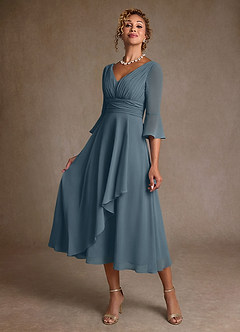 Azazie Aerynne Mother of the Bride Dresses Twilight A-Line Pleated Chiffon Dress image3