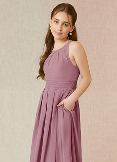 Azazie Bibiane Junior Vintage Mauve A-Line Pleated Chiffon Dress image7
